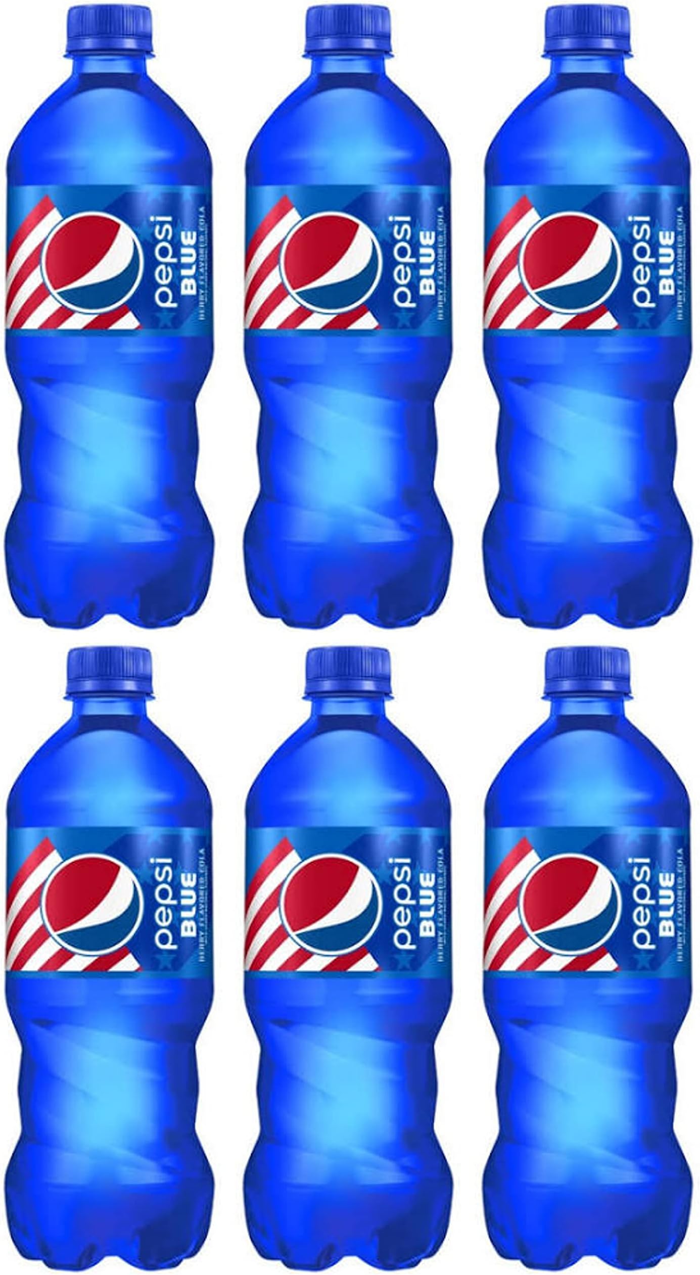 Pepsi blue 20 fl oz, 6 bottles, total 120 fl oz