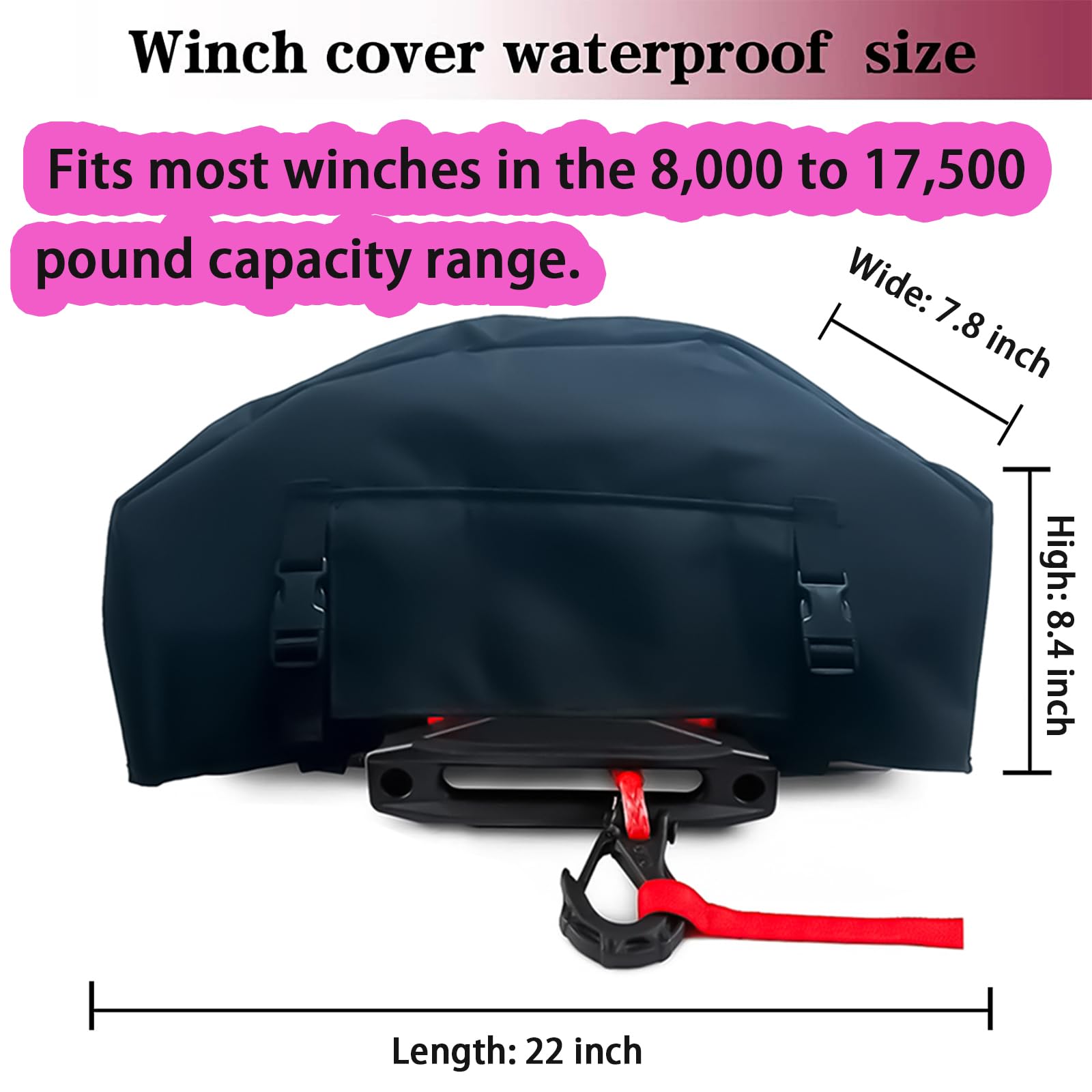 Housse de protection pour treuil robuste 900D imperméable aux UV - Accessoires de treuil intérieur/extérieur - Résistante aux intempéries et à la poussière - Pour treuils électriques jusqu'à 3,6 à 7,9