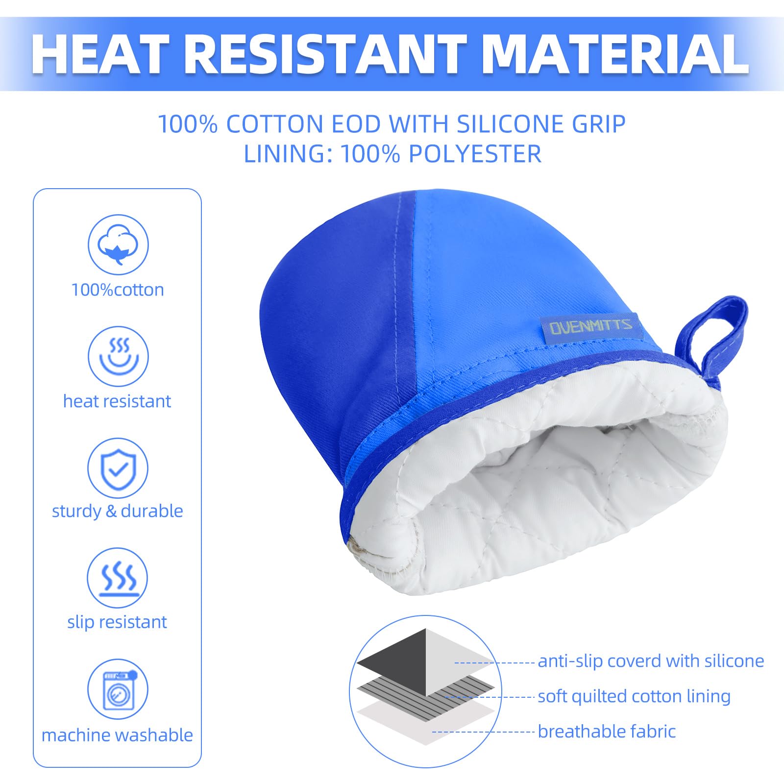 Mini manoplas de horno, guantes de horno de cocina, guantes de cocina resistentes al calor de 500 grados, superficie de silicona antideslizante con trabillas para colgar, guantes calientes para