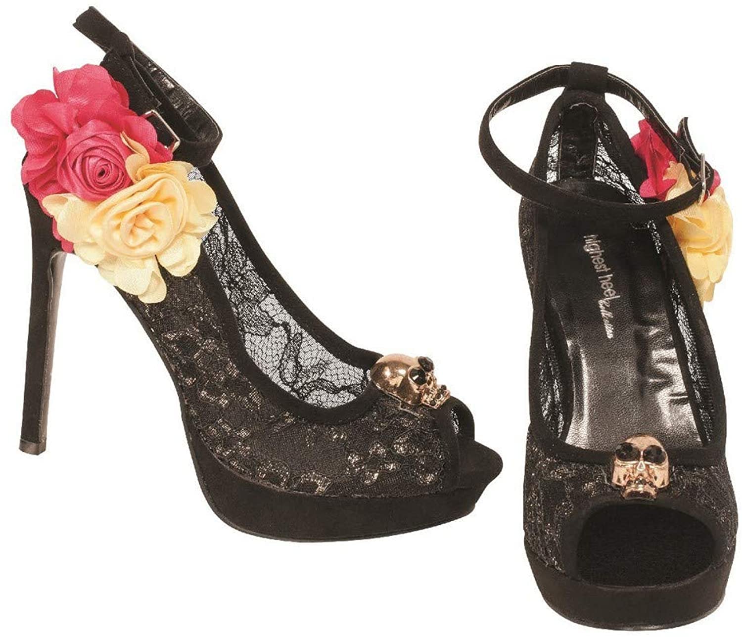 The Highest HeelDay of Dead Lace Pump with Ankle Strap unisex-adult Pump