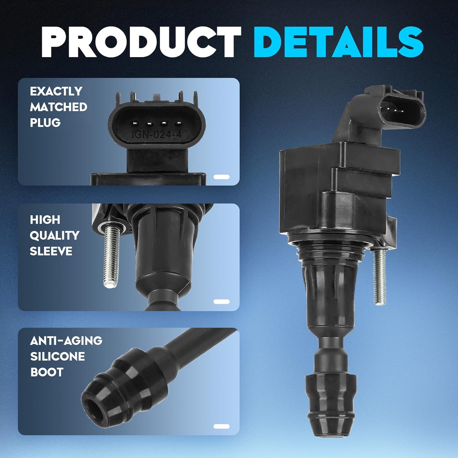 Ignition Coil Pack for Buick Chevy GMC Saturn Lacrosse Regal Verano Cobalt Equinox Malibu Terrain Ion Sky 2.4L 2L 06 07 08 09 10 11 12 13 14 15 16 17 ‎UF491 C1552 5C1609-4 Set