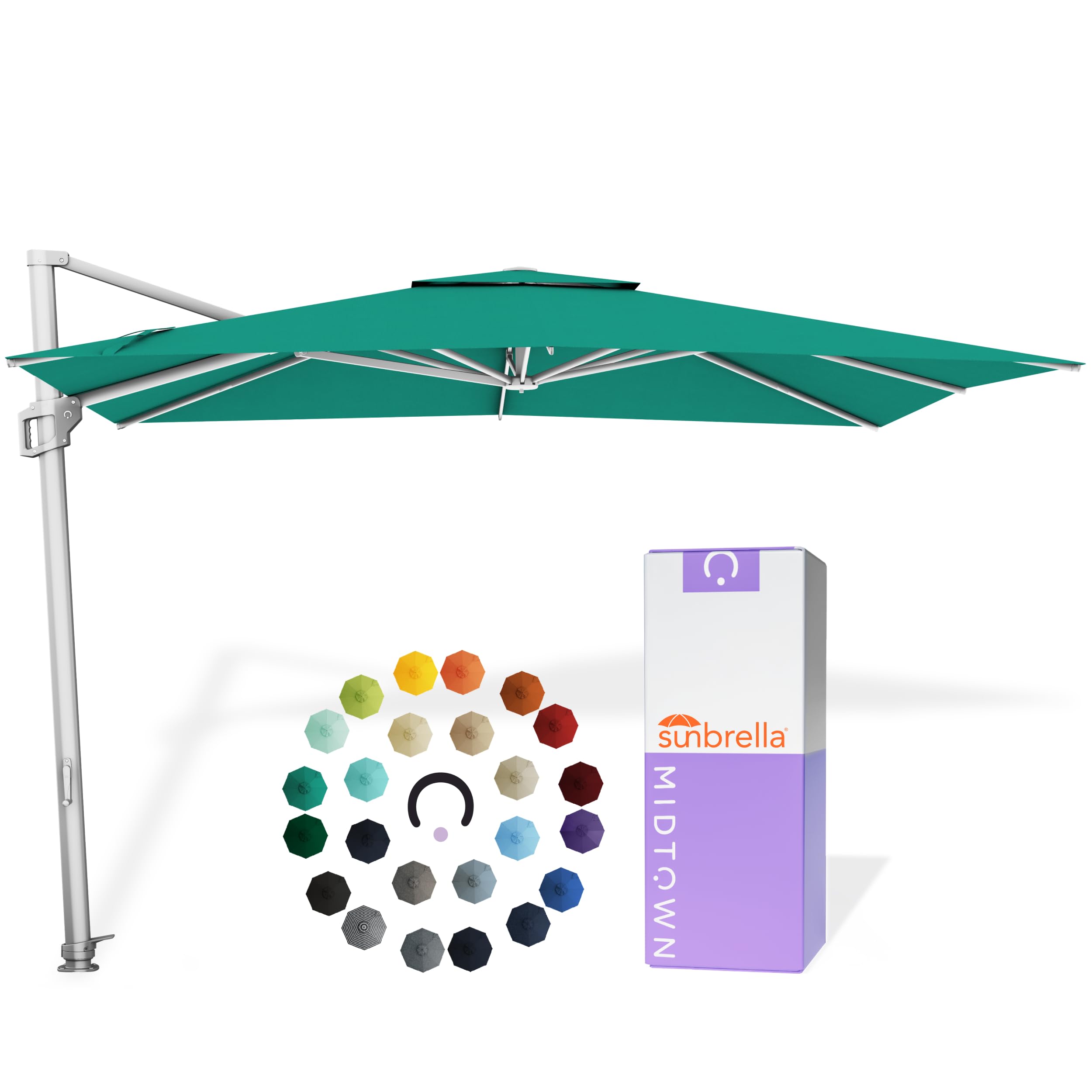 Midtown Umbrellas Grande Square - 9 x 9 Ft Cantilever Umbrella