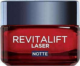 L'Oréal Paris Revitalift Laser Night Face Cream for All Skin Types, Anti-Wrinkle and Anti-Aging, Firmer and Toned Skin, with Hyaluronic Acid, Vitamin C and Pro-Retinol, 50 ml