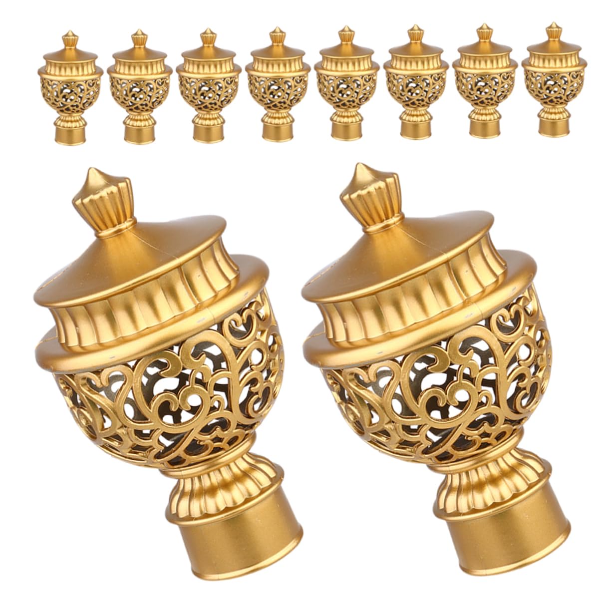 MAGICLULU 10Pcs Decorative Curtain Rod Finials Elegant European Design Window Treatment Accessories High Strength Cap Ends for Pole Drapery Hardware for Home Decor