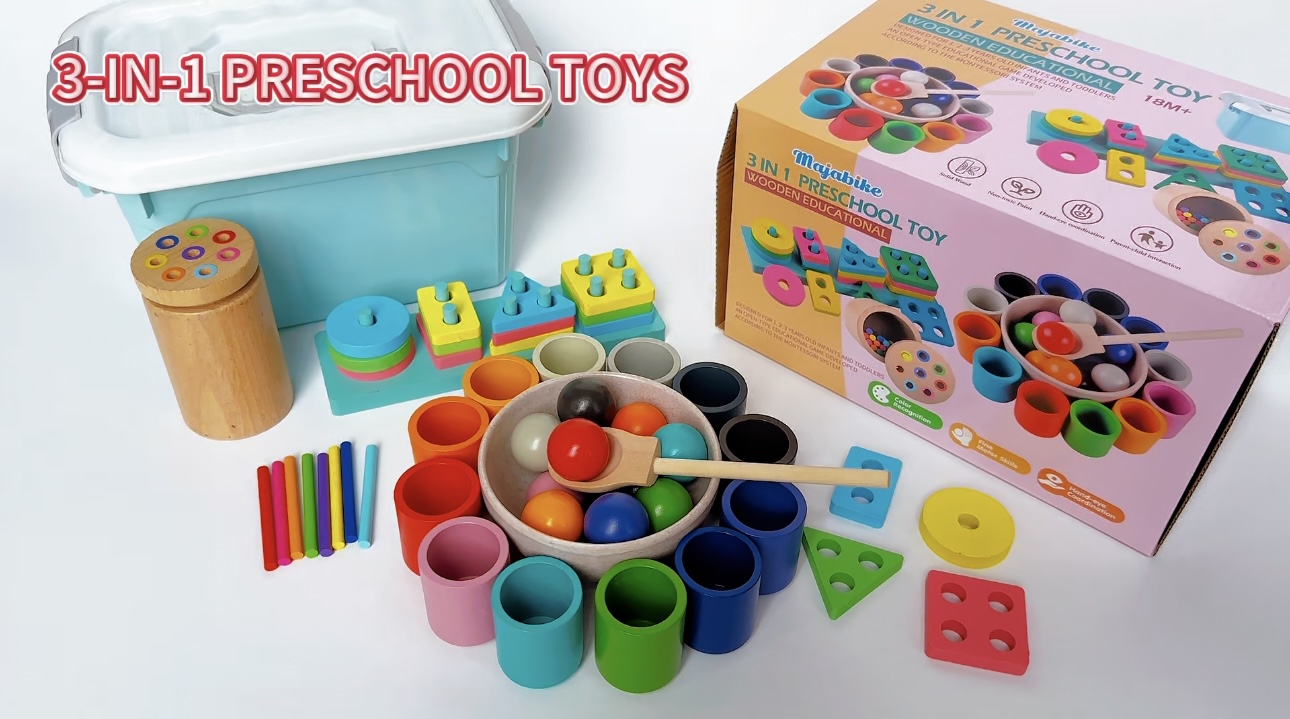 LEADSTAR Giochi Montessori 3 4 5 Anni, Montessori Giocattolo Educativo Gioco Combinazione di Colori, Giocattoli Impilare Abilità Matematiche e Classificazione Regalo per Bambini