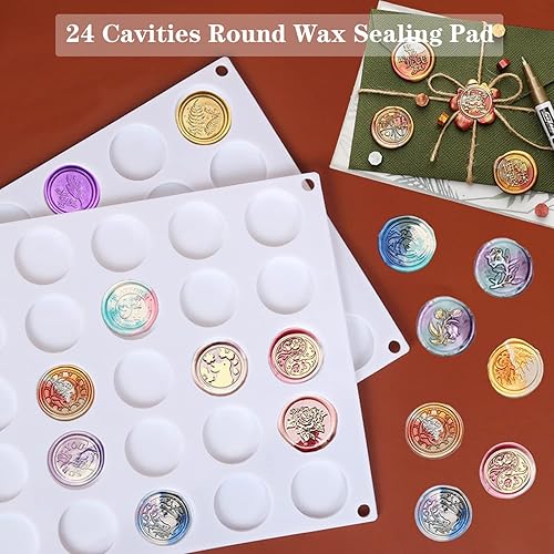 Miniatura 3 de Yayatty Tapete de sellado de cera de silicona almohadilla de silicona de 30 cavidades para sello de cera tapete de sellado de cera con puntos