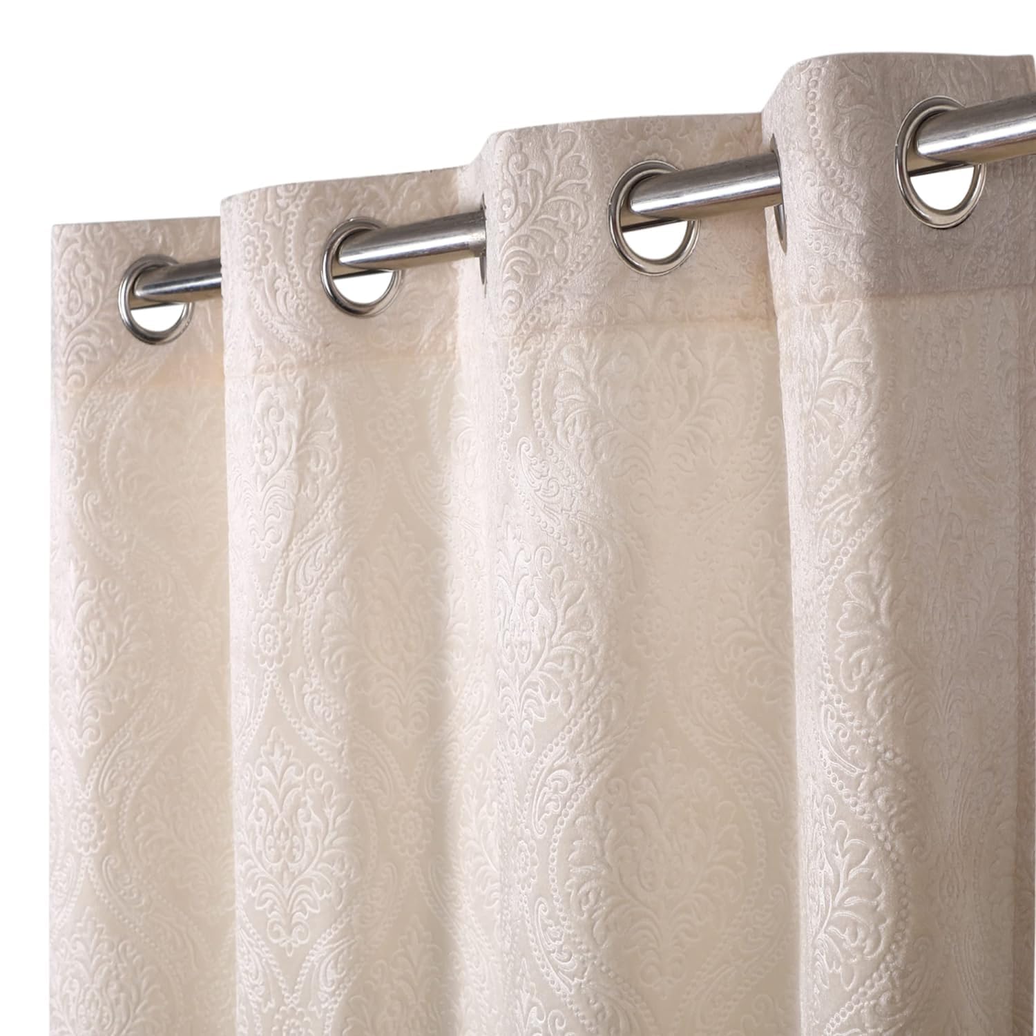 Ultica Fab Velvet Curtains for Door 8ft Set of 2 | Emboz Panels for Home and Office Decor | Eyelet Grommet Curtains for Living Room Kitchen Hall, 4 x 8 Feet (Cream) (B09N7HZR4F) Amazon Price History, Amazon Price Tracker