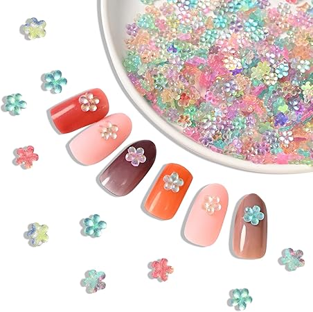 Amazon Leisure Club ネイルパーツ 花 デコパーツ ペンダント ネイルタウン ネイルセット 手作り Diy 飾り 収納袋付き ネイルアート スタッズパーツ ネイルホイル ネイルアクセサリー カラフル レジンフレーク 立体 手芸 素材 人気 おしゃれ 5種類 約100個入り