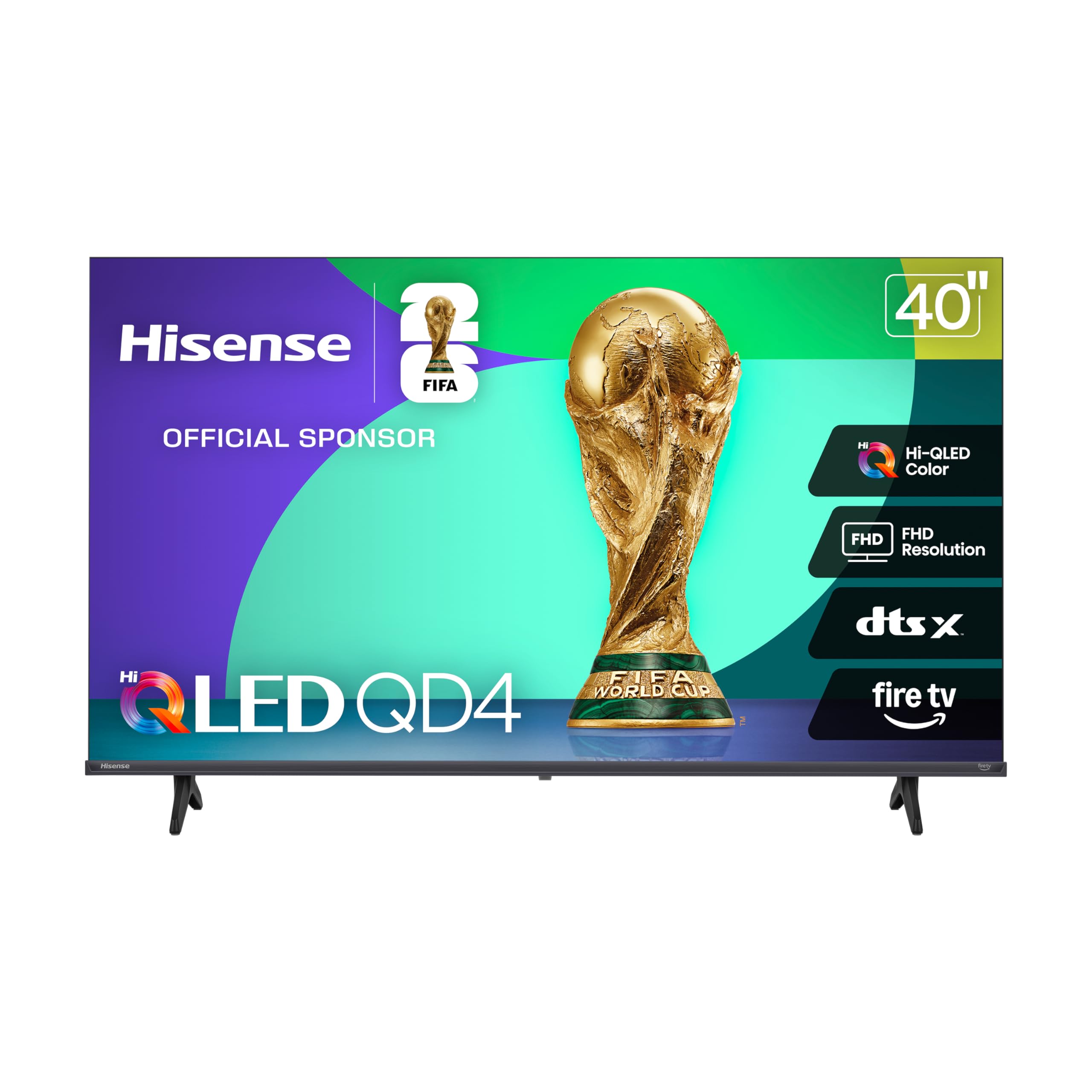 Hisense 40-Inch Class QD4 Series QLED FHD Smart Fire TV (40QD4QF, 2025 Model) - Quantum Dot Color, DTS Virtual: X, Alexa Built in, Slim Bezel Design