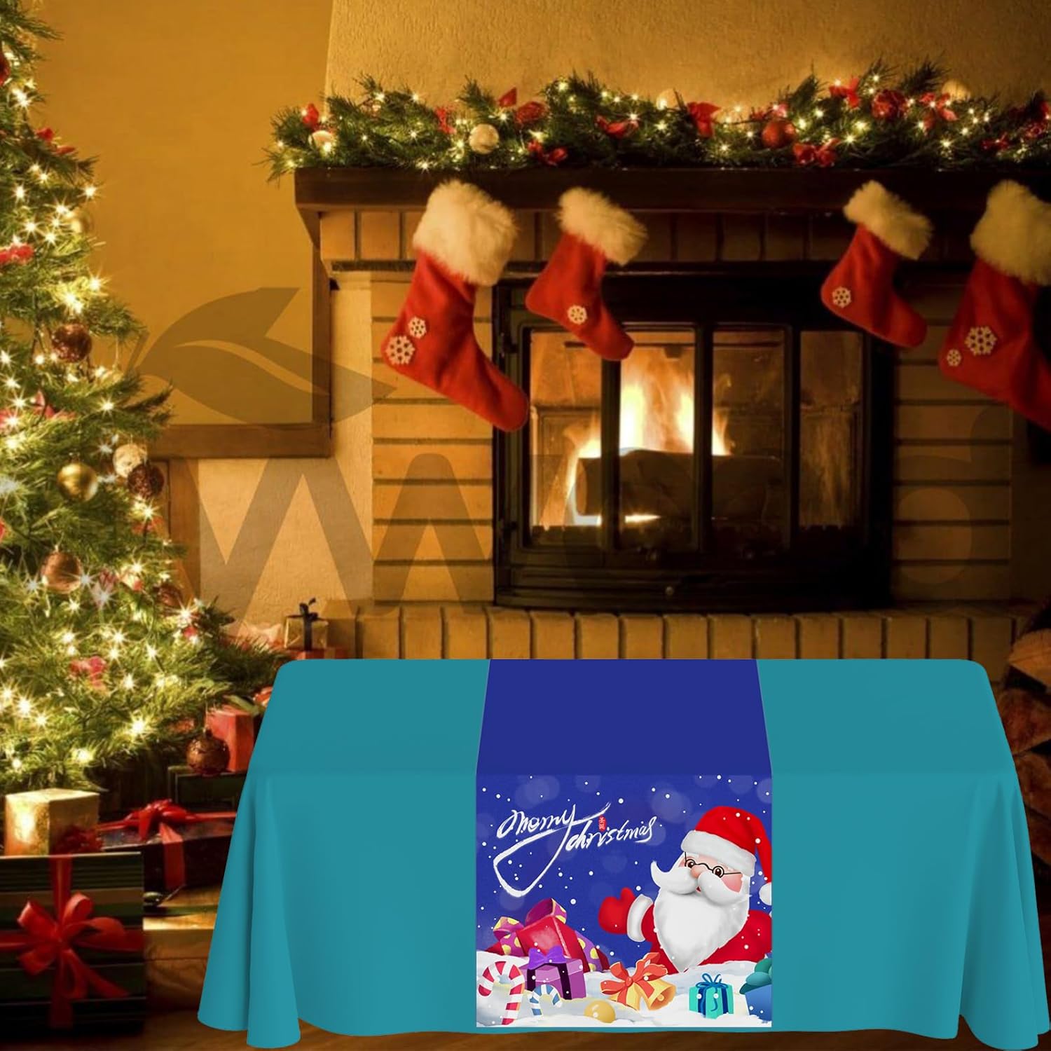 Custom Table Runner with Business Logo Text Personalize DIY The Tablecloth with Your Own Image for Birthday Party Wedding Holiday Decoration