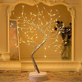 Fairy Light Spirit Tree,20" Tabletop Bonsai 108 LED Tree Light, USB or Battery Powered,Touch Sensor Switches,DIY Artificial Tree Lamp for Bedroom Desktop Christmas Room Decor Warm White