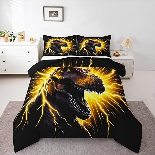 3D Dino Duvet Quilt Full Size Dinosaur Bedding Set for Kids Boys Girls Decor Wil