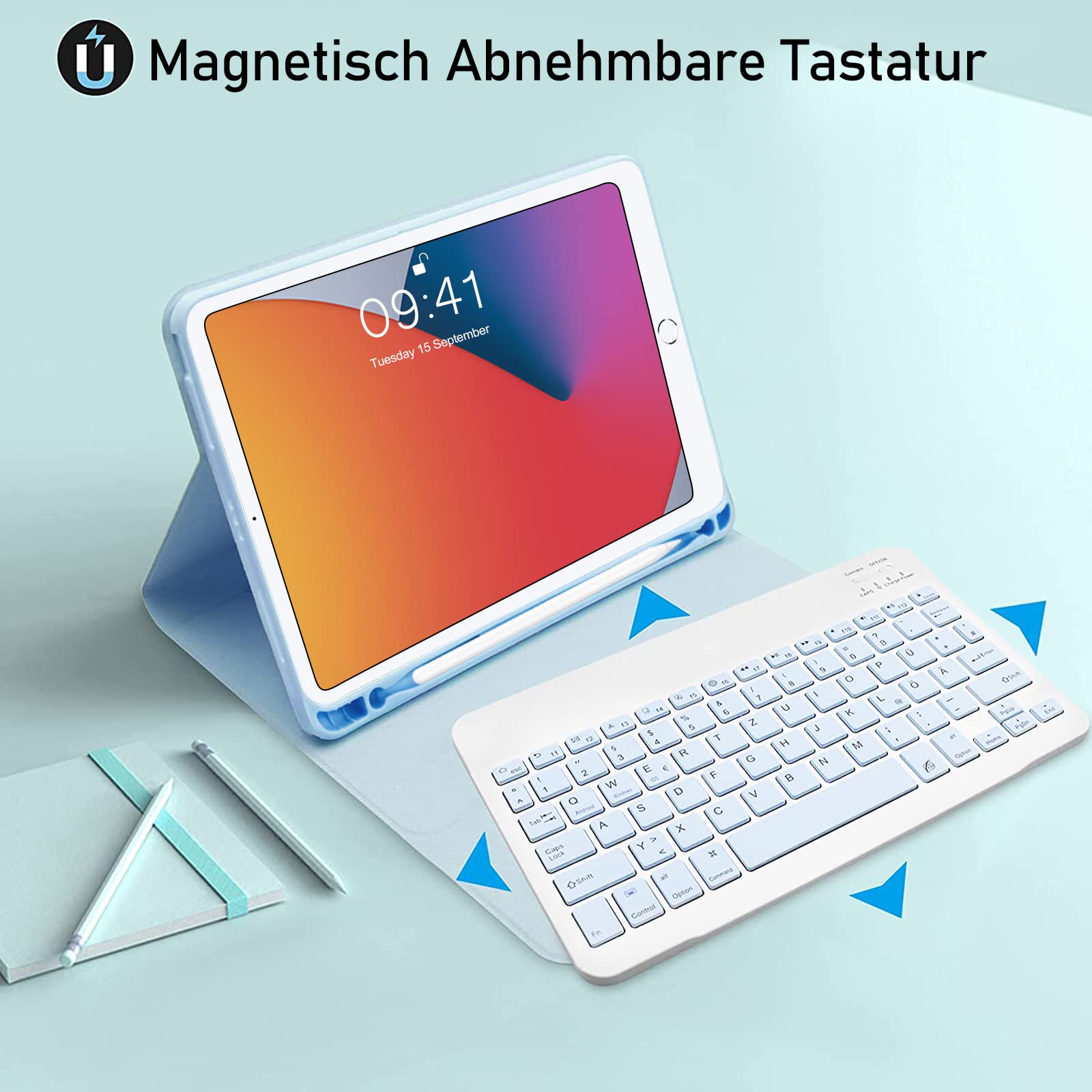 Custodia In Pelle Con Supporto Per IPad – Folio Smart Con Portapenne – Compatibile 7/8/9/Air/Mini