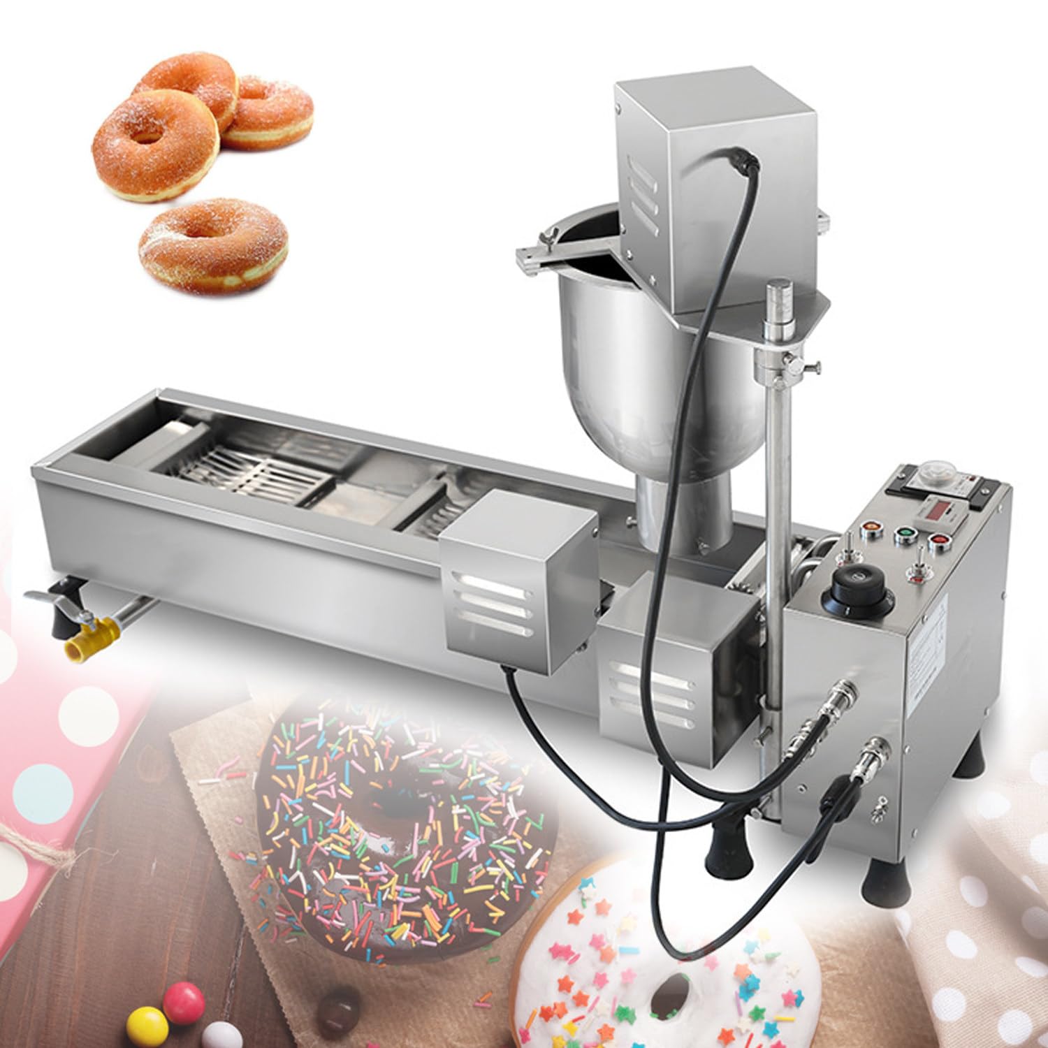 AYCDL Commercial Donut Making Machine, Auto Doughnut Maker, Stainless Steel Frying, Intelligent Control for Efficient Production