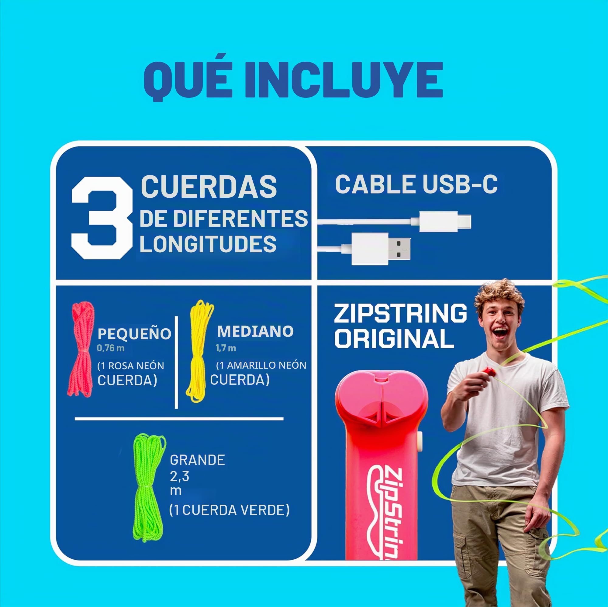 ZipString Original - Como se ve en Shark Tank - Juguete clásico lanzador de cuerda - Vuela un bucle de cuerda en el aire para trucos y diversión infinitos