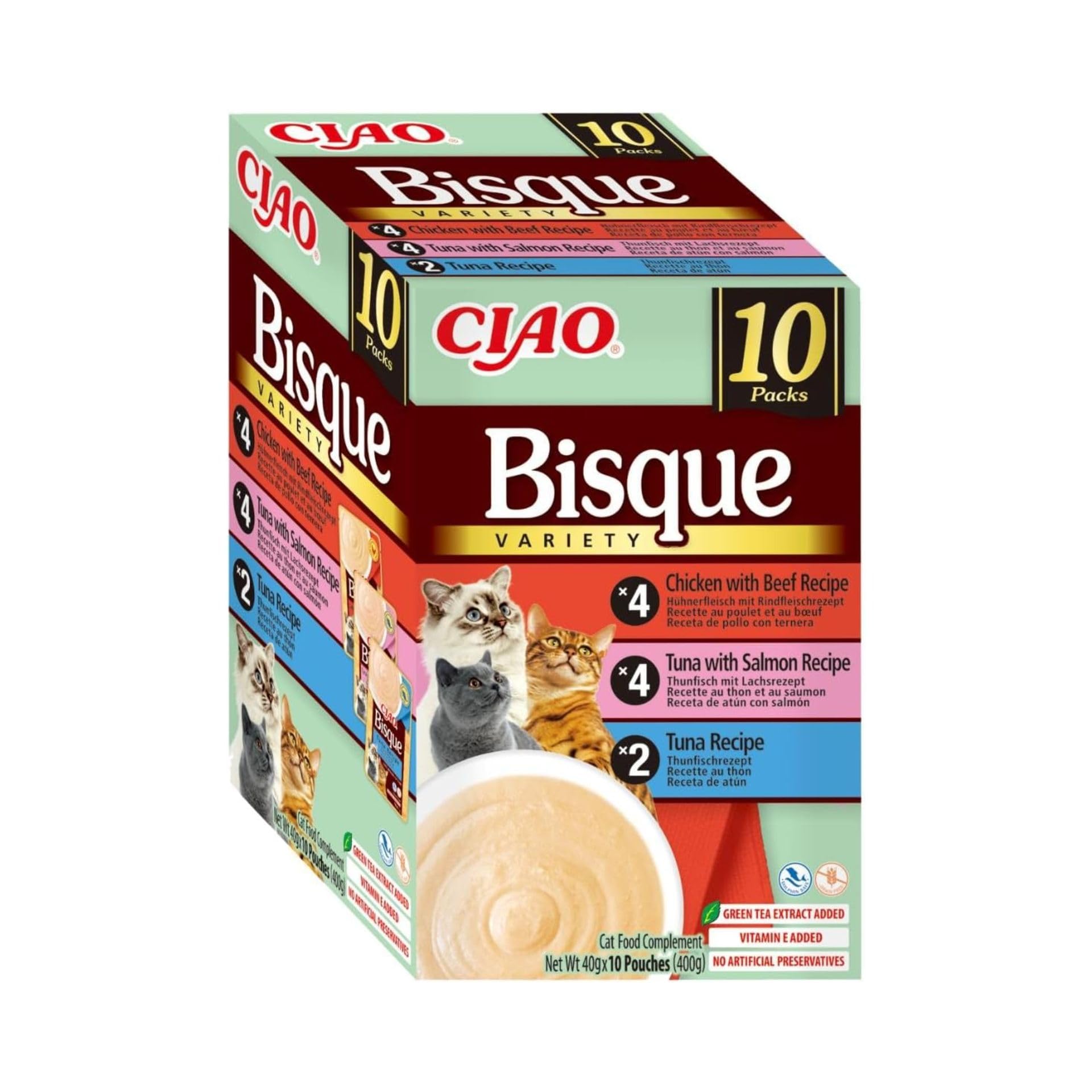 Ciao Bisque by INABA Wet Cat Food - Chicken & Tuna Variety Pack (400g total) / Delicious & Healthy Snack, Puree Food Topper, Side Dish, Complement, Natural, Grain Free, Wet Cat Food