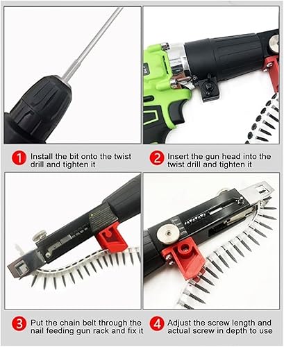 Miniatura 3 de Pistolas de tornillo de alimentación automática, pistolas de tornillo con cadena, pistolas de clavos automáticas de taladro eléctrico atornillado