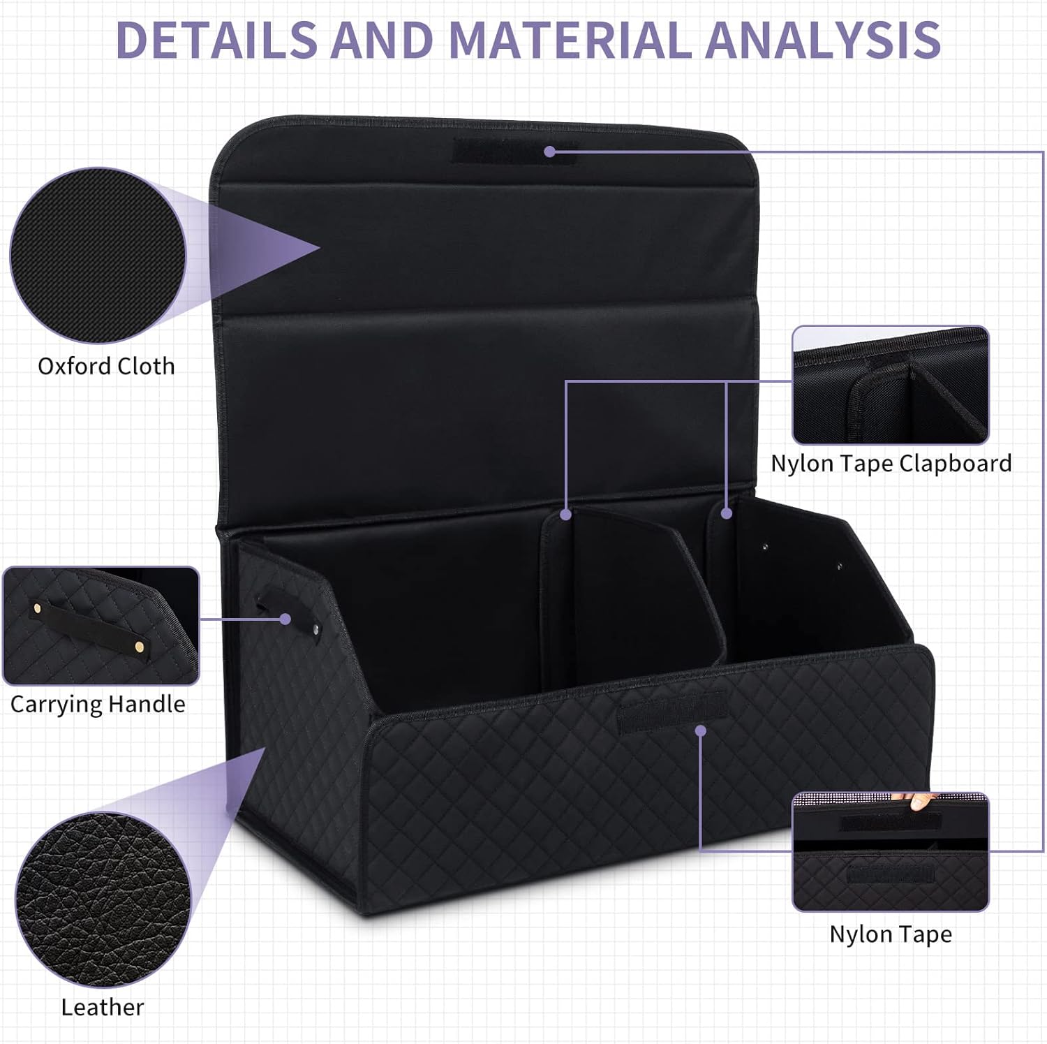 eing Car Trunk Organizer Large Auto Trunk Organizer Storage,Bling Portable Grocery Cargo Container with Two Large Compartments for SUV,Vehicle,Truck,Home and Office,25.6"X11.8" (Pink)