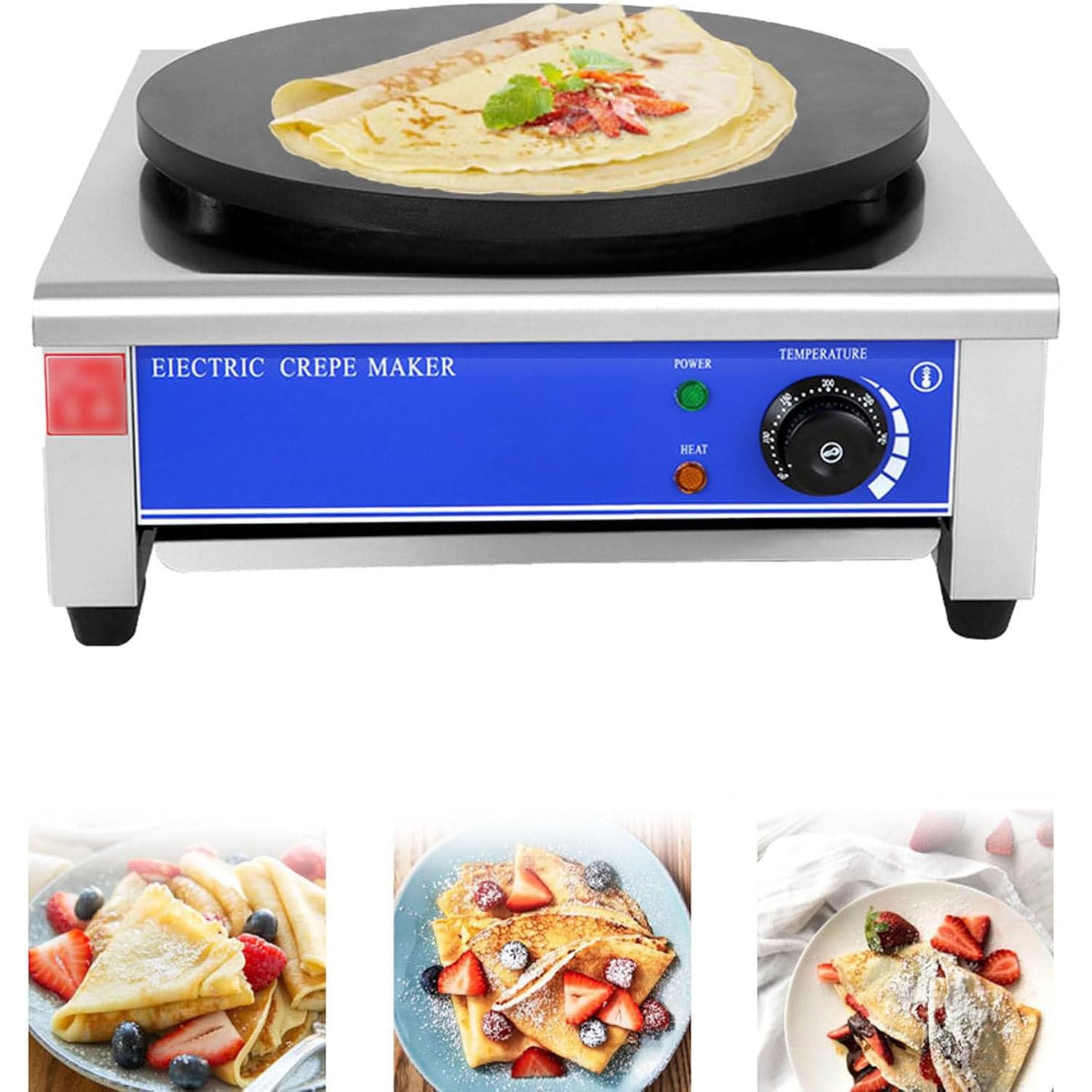 DPLXQPP Electric Pancake Stove,2800w Electric Pancake Machine Electric Stovetop Pancake Machine Adjustable Temperature 50-300? Non-Stick Pan,Easy to Clean,110V