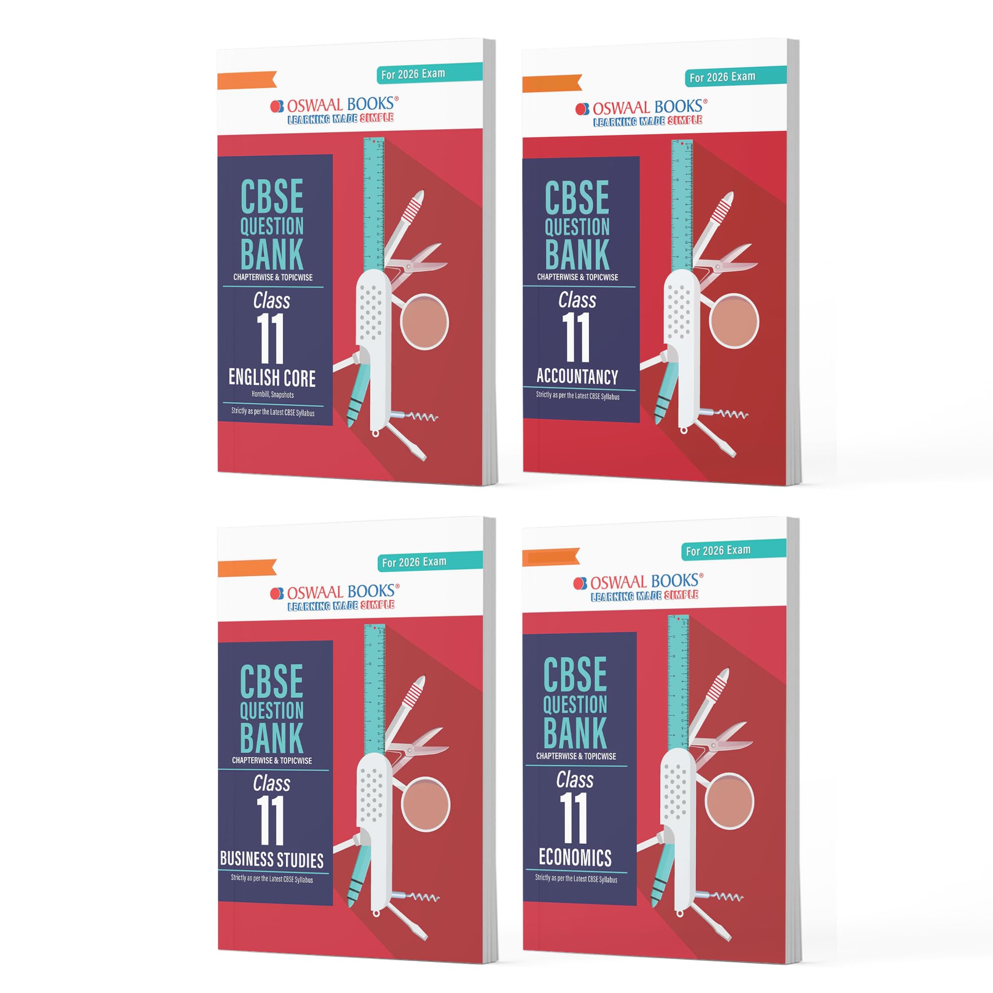 Oswaal CBSE Question Bank Class 11 Set of 4 Books | English Core | Accountancy | Business Studies | Economics | Chapterwise & Topicwise Solved Papers| For 2026 Exams