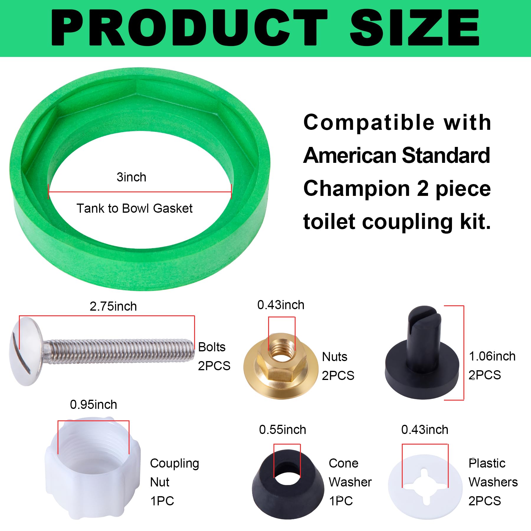 3'' Toilet Tank to Bowl Coupling Kit,Fits for American Standard