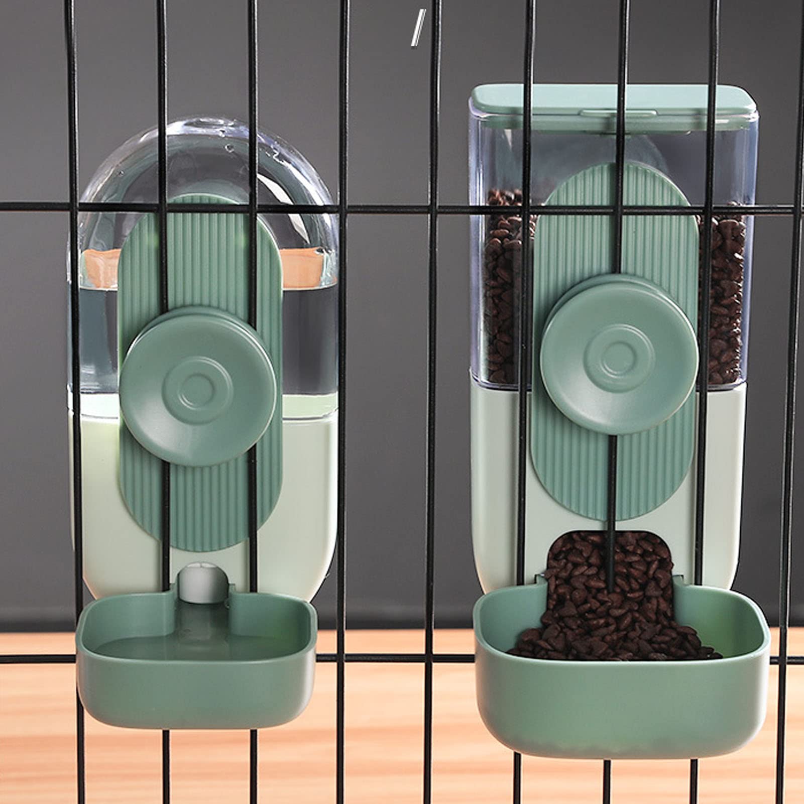 Gugxiom Dispensador de Agua Automático para Colgar Alimentos, Comederos de Conejo para Jaulas, Dispensador de Agua para Jaula de Perro de 35 Onzas, Fácil de Limpiar, para Gatos, (Menta verde)