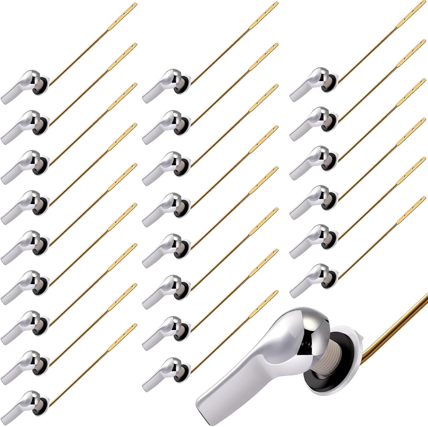 Lasnten 24 Pieces Universal Front Mount Toilet Handle Brass Finish Lever Flush Replacement Handle Parts Toilet Trip Levers for Most Front Mount
