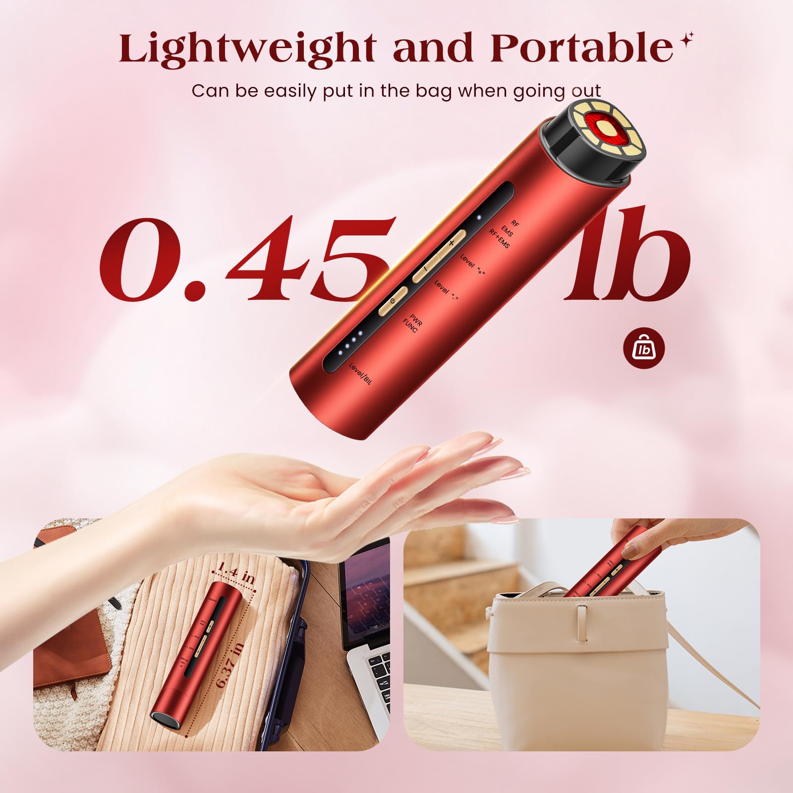 INTEO Microcurrent Facial Device, 3 Modes Red Light Therapy for Face and Neck, Skin Care Facial Massager Perfect Gifts for Women Men(): Red