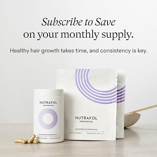 Miniatura 7 de Nutrafol Suplementos para el crecimiento del cabello posparto, clínicamente probados para cabello visiblemente más grueso y menos desprendimiento,