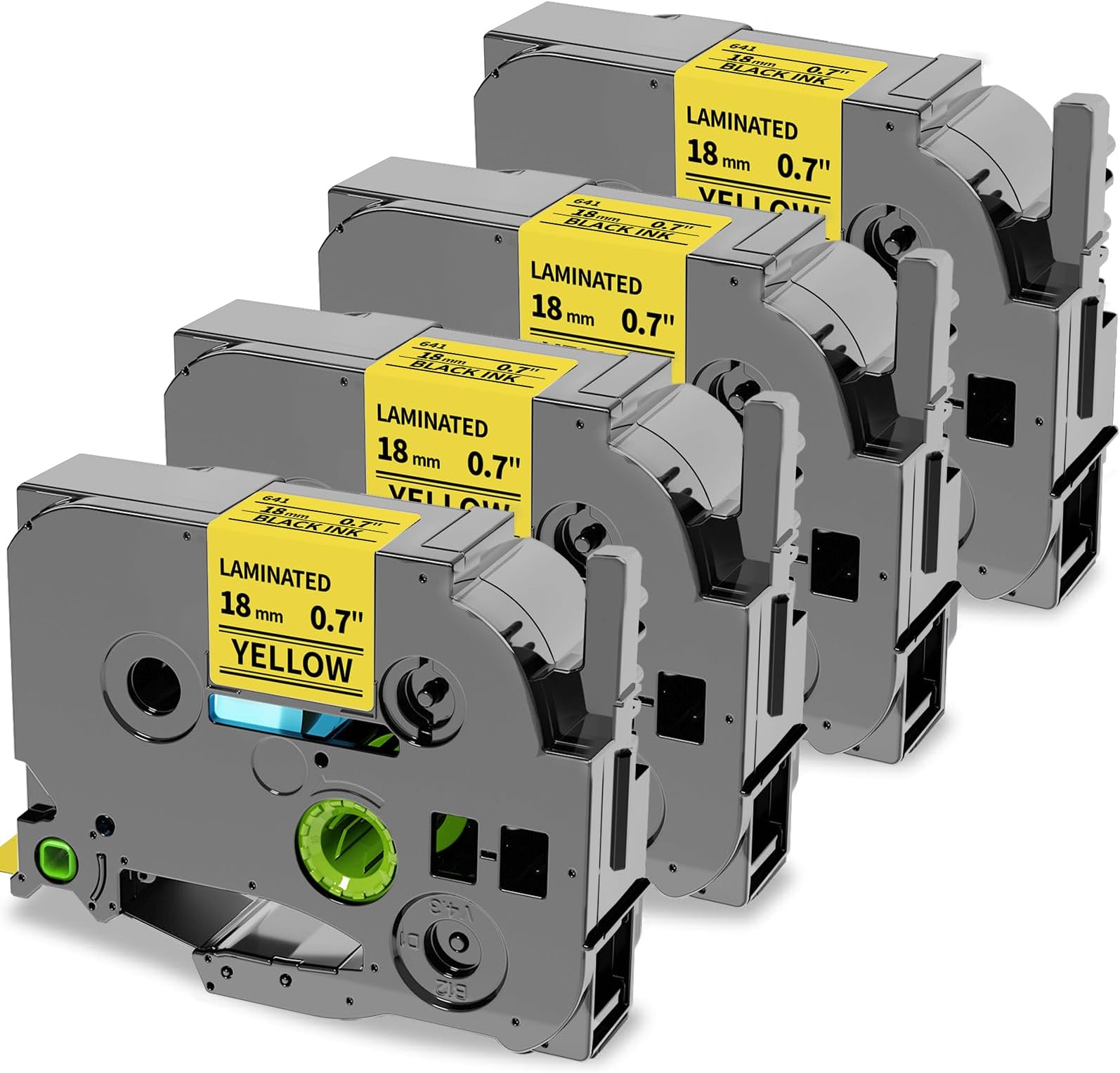 Oozmas Compatible Label Tape Replacement for TZE-641 Black on Yellow 18mm TZ641 TZe Tape 3/4 "(0.7) Inch Standard Laminated Work with Brother P-Touch PT-D410 PTD400AD PTD400 Label Maker, 4 Pack