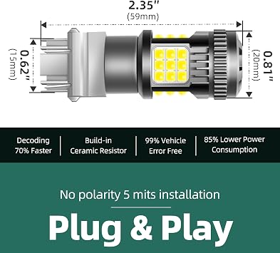 2Pcs White 3157 LED Bulbs, Turn Signal Bulb 3156 3457A 4057 4157 Front Rear Light DRL Blinker Bulb, Side Marker & Turn Signal Applications