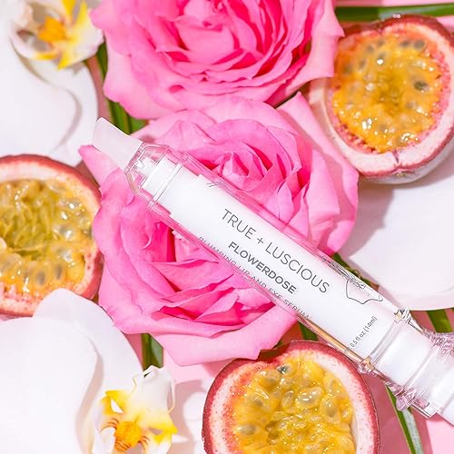 Miniatura 6 de True + Luscious Flowerdose - Suero para labios y ojos, tratamiento enriquecedor e hidratante con ácido hialurónico y células madre de orquídeas,