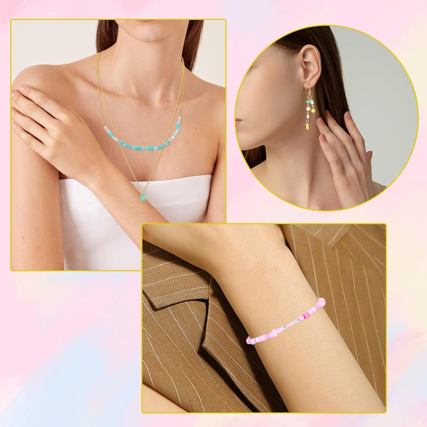 Ornaland 45g Glass Seed Beads for Jewelry Making Bulk Assorted Small Glass Seed Spacer Beads for Bracelets Neckalce Earring DIY Jewelry Making 2.5~12.5mm(Cyan) - Image 7