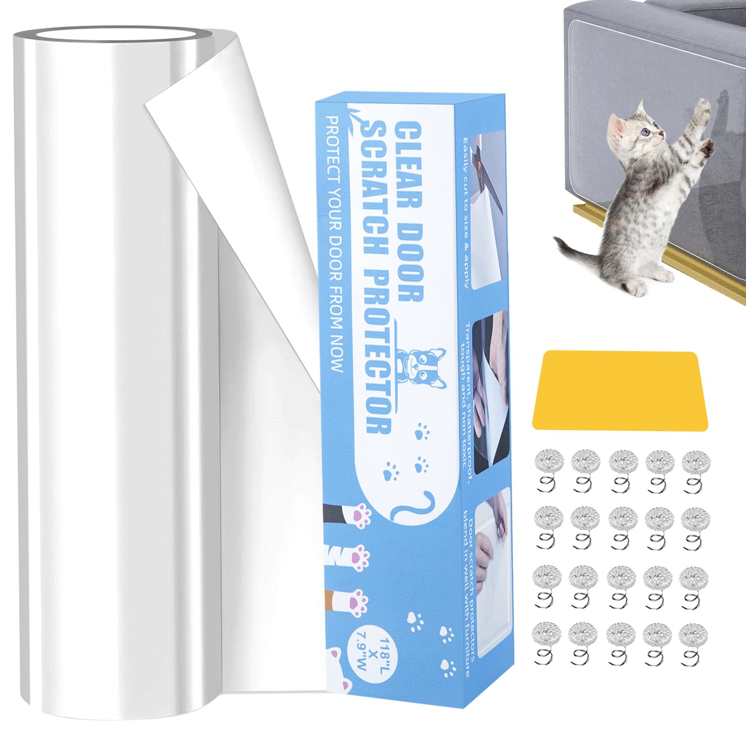 ETROBOT Pellicola antigraffio per gatti, 20CM*300CM Protezione antigraffio per gatt, Antigraffio gatto divano, Divano Gatti Graffi Protezioni per Divani, Sedie, Letti, e Vari Mobili, Paret