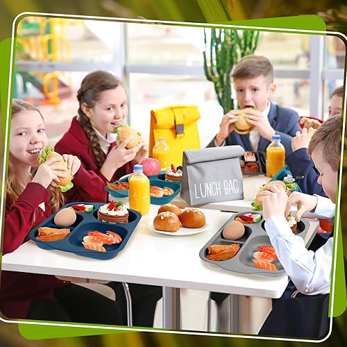 Miniatura 6 de Tanlade 8 platos divididos irrompibles de 12 pulgadas, bandeja de alimentos con 5 compartimentos, paja de trigo, bandejas de almuerzo para adultos,
