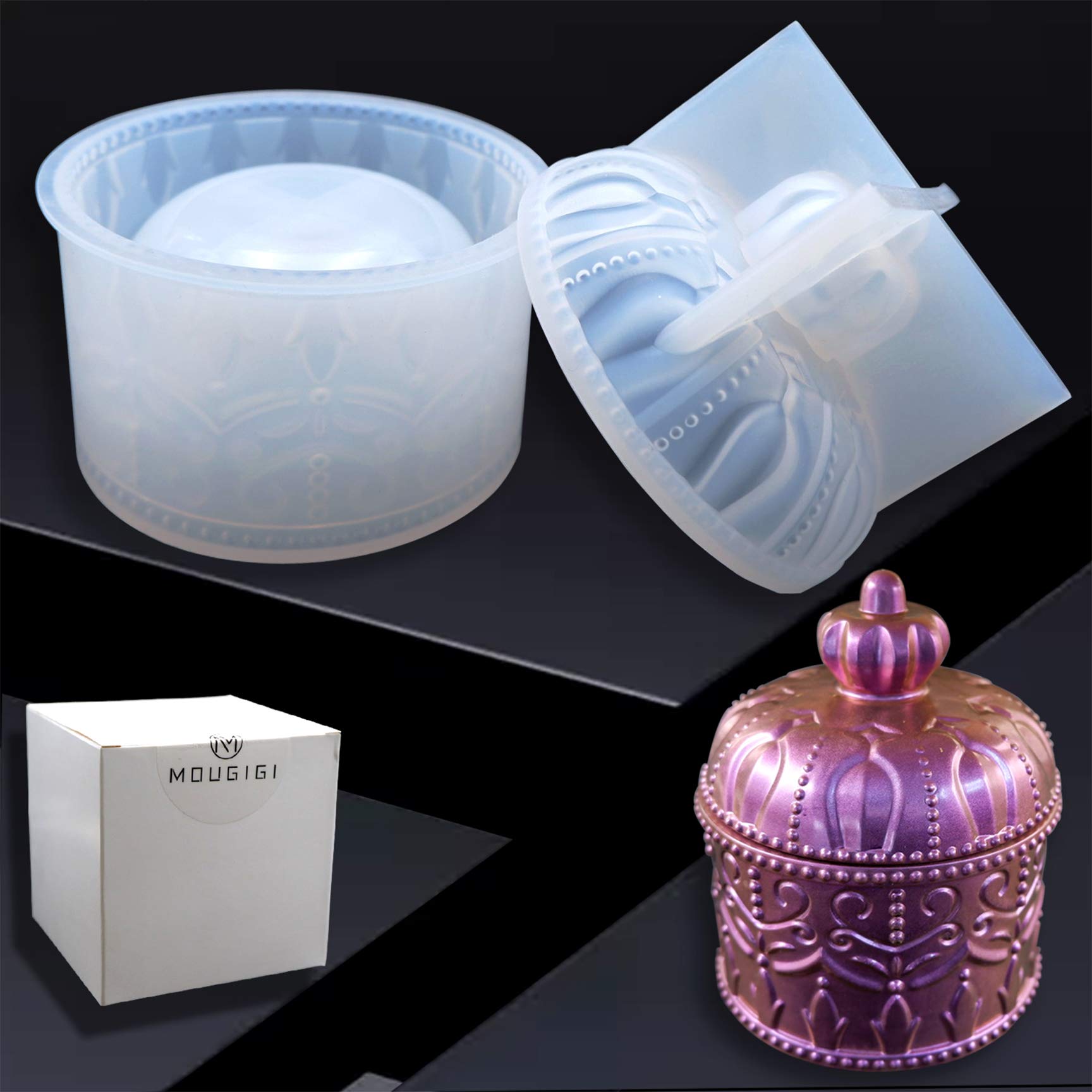 Crown Resin Jar Mold, Jewelry Box Mold for DIY Container, Storage Bottle Silicone Molds for Decoration