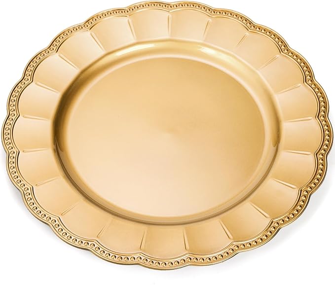 Kingrol 12 Platos Cargadores Dorados de Plástico 33 cm para Fiestas miniatura 4