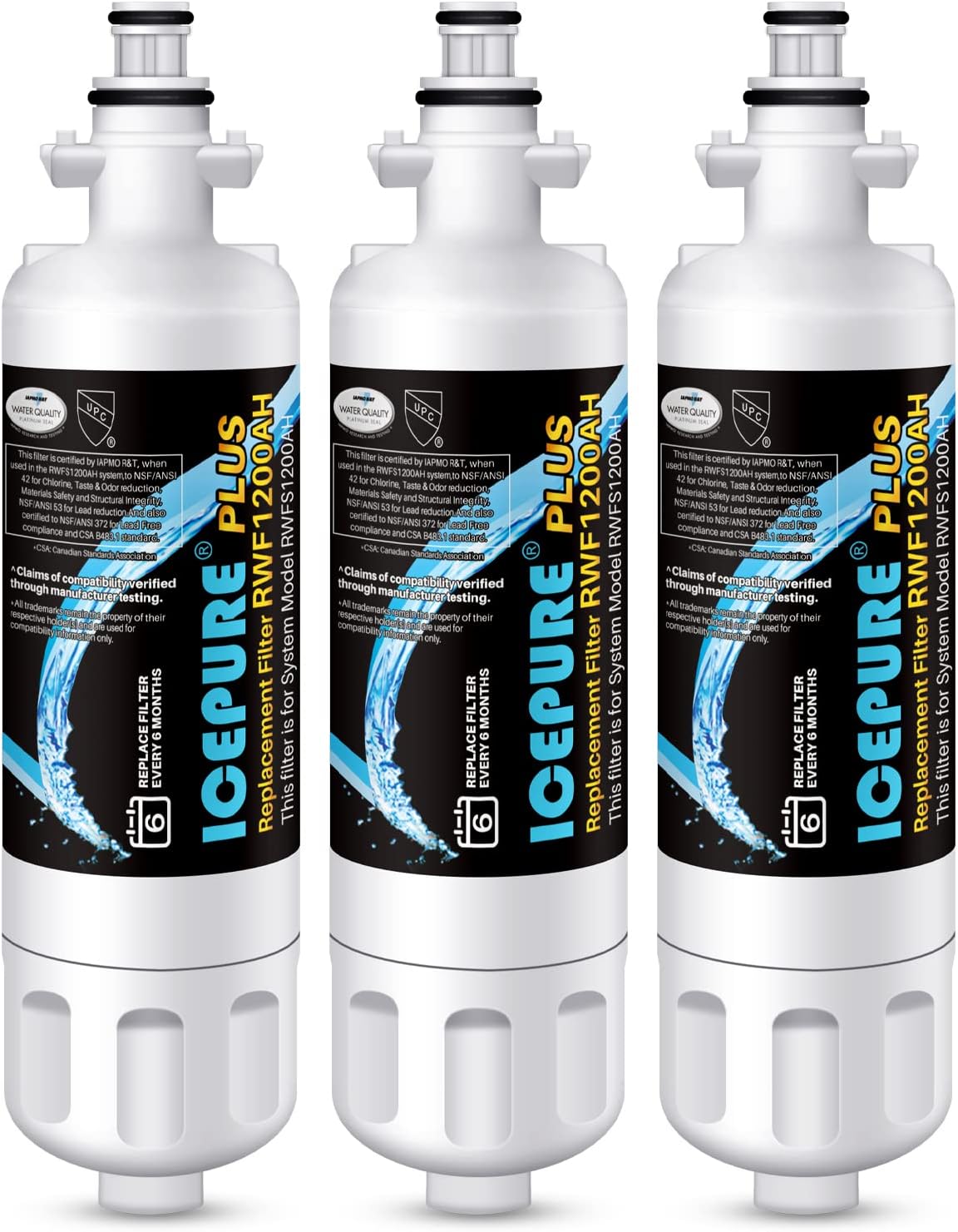 Icepure RWF1200A 3PACK Refrigerator Water Filter Compatible with LG