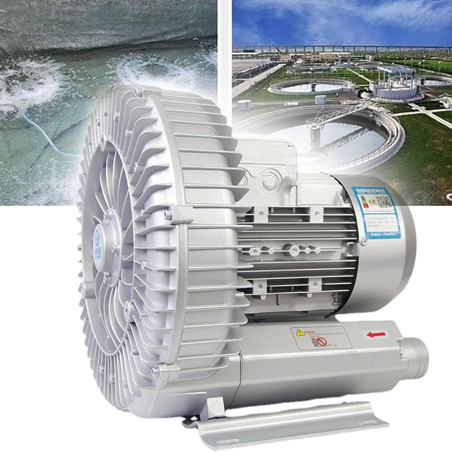 High-Pressure Single Phase Vortex Ring Blower, 120W-1100W Regenerative Blower & Industrial Vacuum Pump for Sewage Aeration, Aquarium & Fish Pond Air Blowing/Suction