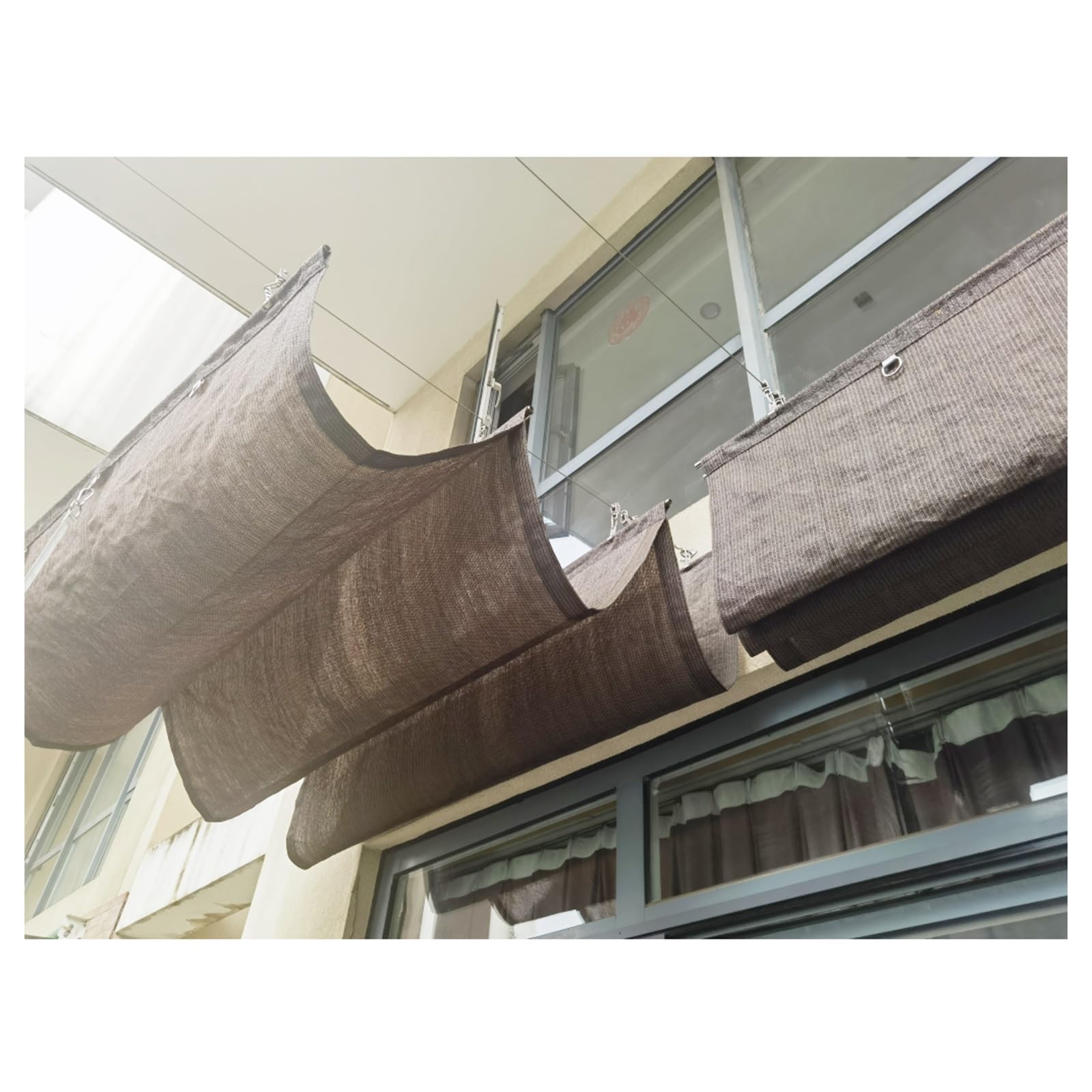 Voile d'ombrage rétractable ondulée contre la chaleur, toile PEHD respirante pour terrasse