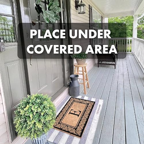 Miniatura 6 de COCO MATS 'N MORE Felpudo de Coco con Monograma Bordeado de Corazones Florecientes Negros de 38" x 60" con Respaldo de Vinilo Felpudo de Puerta