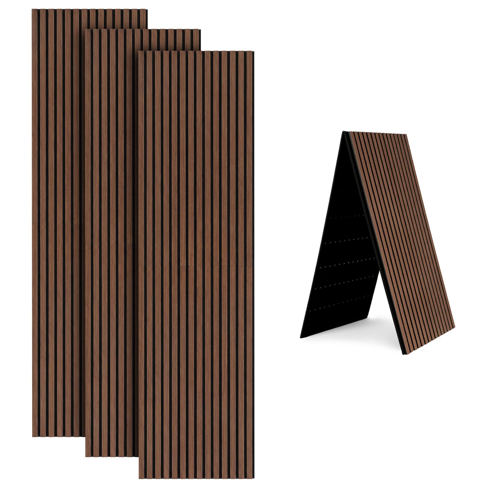 Panel akustyczny 240 x 60 cm, orzech włoski, wygląd drewna, 3