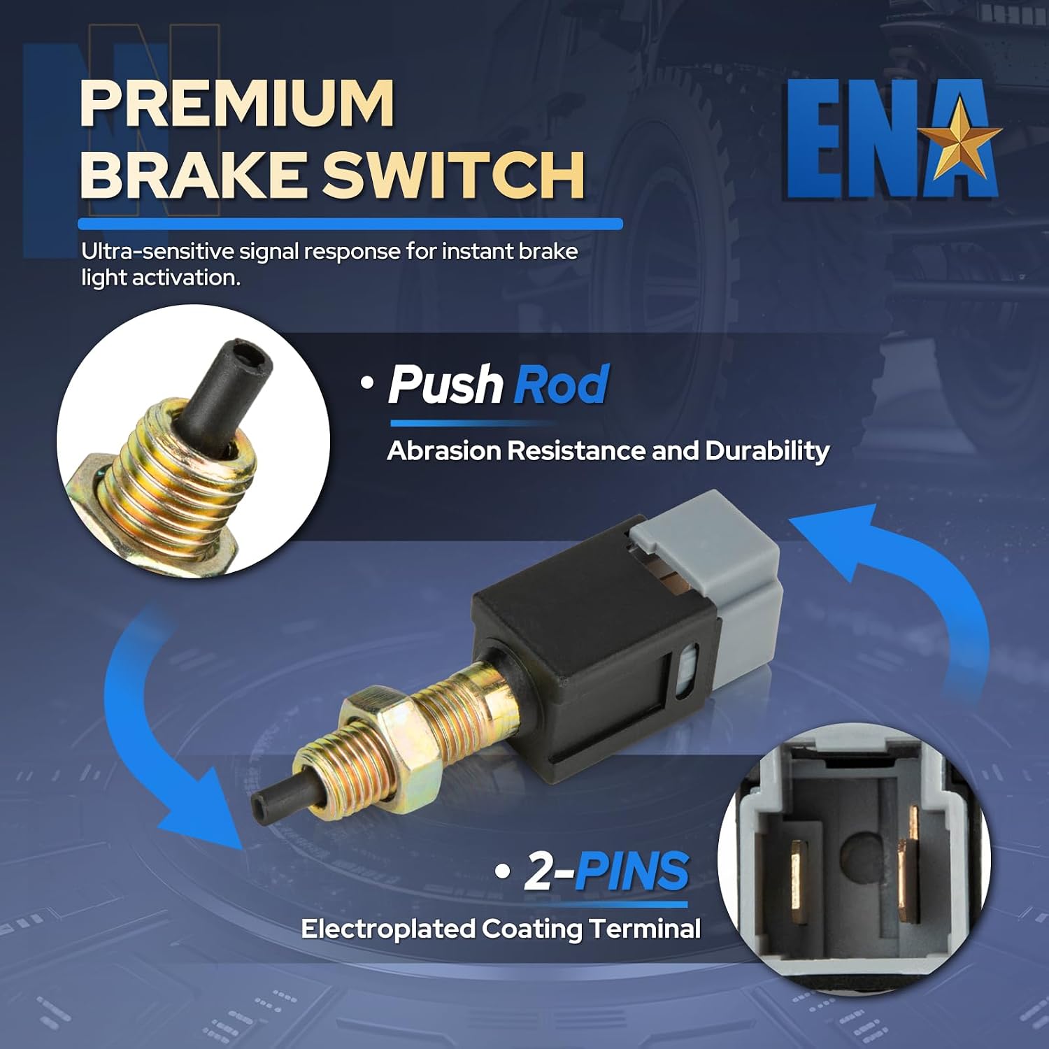 ENA Brake Light Switch Compatible with Nissan Infiniti Honda Isuzu Sunfire Spectrum Storm Passport G20 I30 J30 V6 L4 1.5L 1.6L 1.8L 2.0L 3.0L 3.1L 3.2L 3.3L 3.5L 2009-2021 Replaces SLS143 w/ 2 Pins