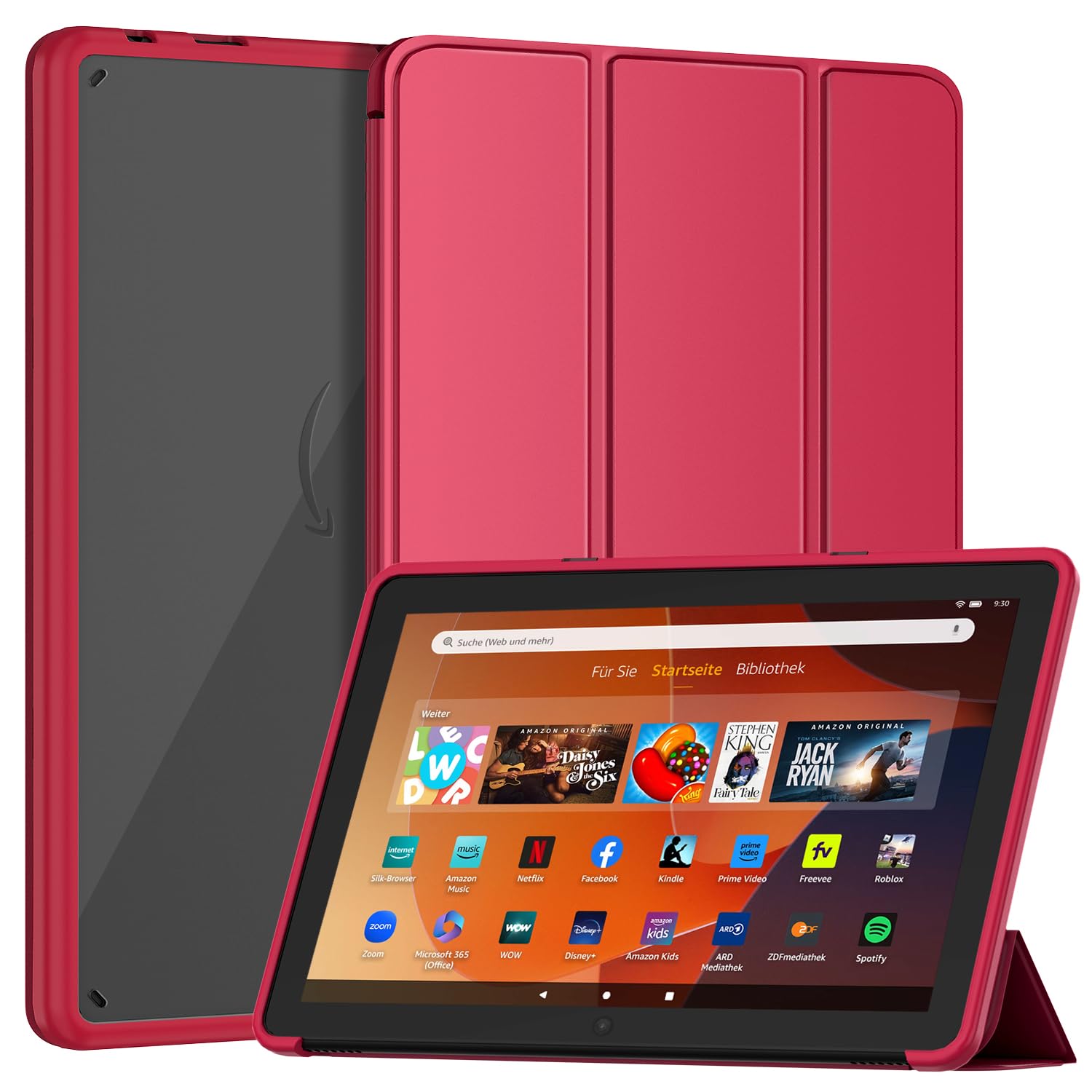 Sanyetral Tablet Protective Case with Auto Wake/Sleep Function, Incompatible with TCL Nokia -Red