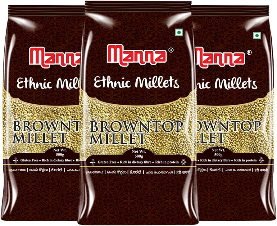 Manna Browntop Millet Natural Grains, 1.5kg (500g x 3 Packs)