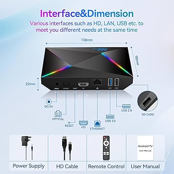 Android 14 TV Box, 2025 Android TV Box 4GB RAM 64GB ROM Octa