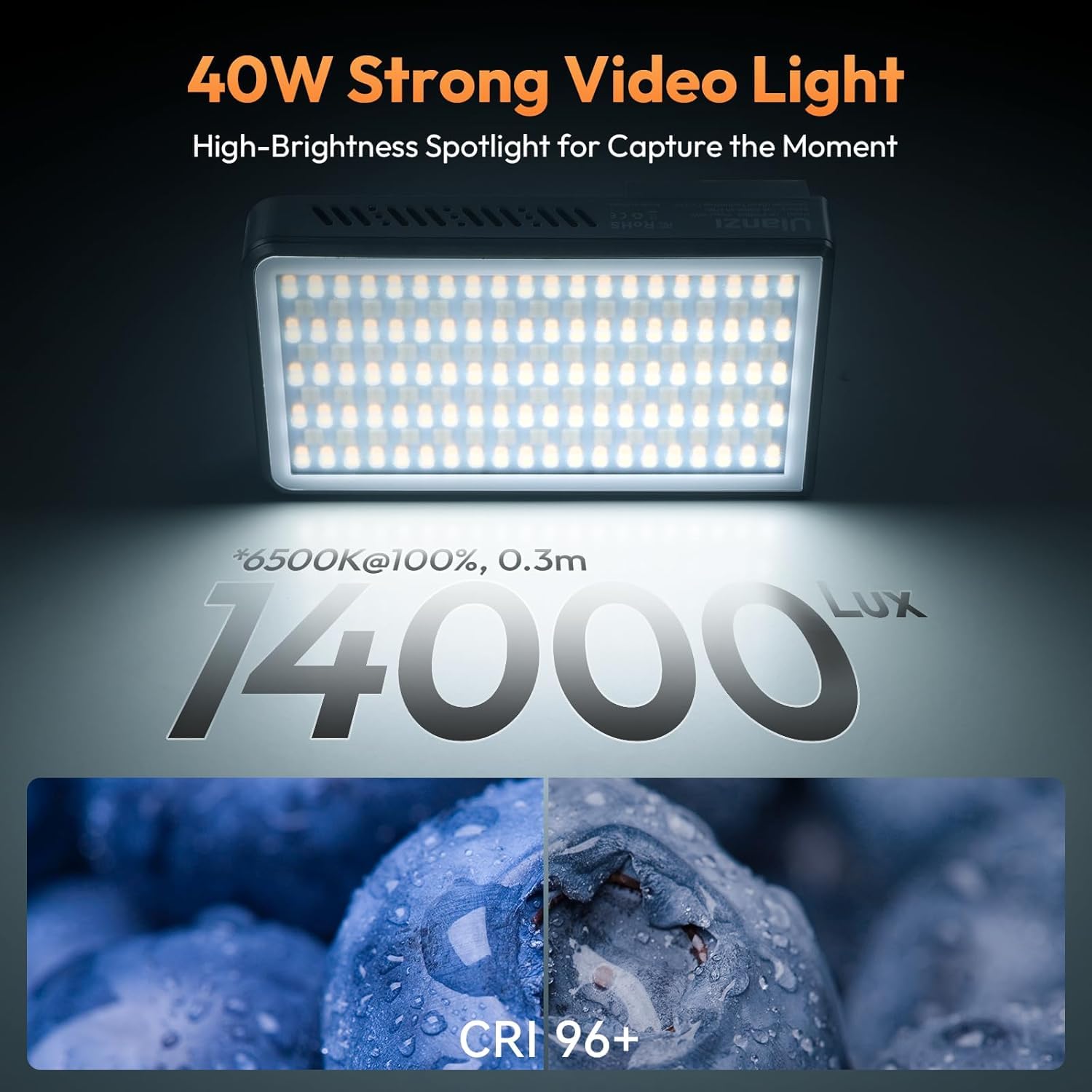 Luce video LED RGB, 2700-6500K 40W, luce portatile per fotocamera, con batteria ricaricabile, 20 modalità scena, mini illuminazione da studio per YouTube, Vlogging, live streaming, fotografia