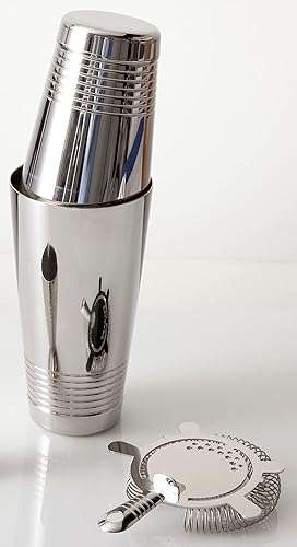 Miniatura 5 de Crafthouse by Fortessa Juego de coctelera clásica mixta con coctelera Boston y colador Hawthorne, juego de 2 piezas, acero inoxidable,