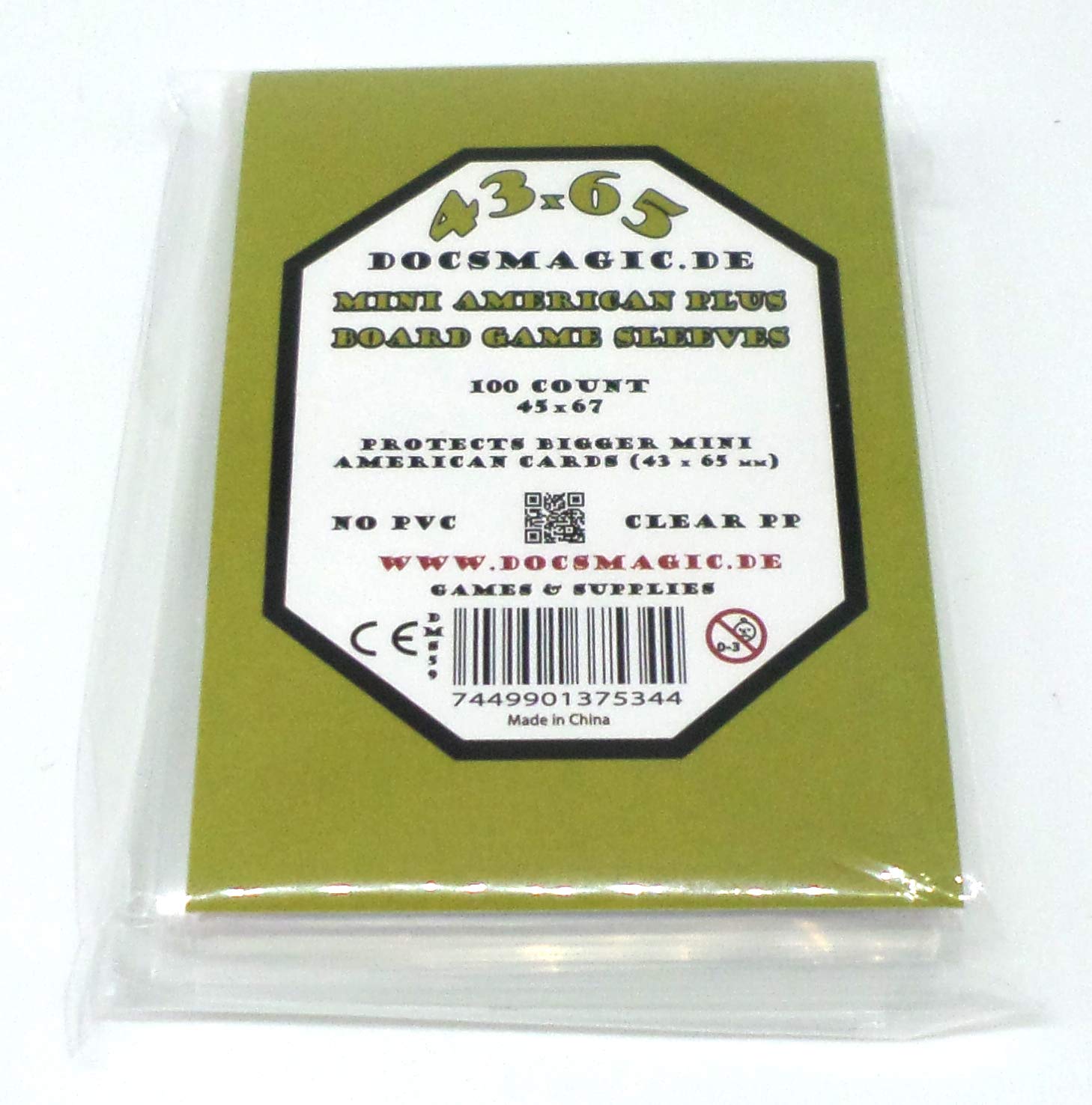 docsmagic.de 100 Mini American Plus Board Game Sleeves - 45 x 67 - Small US+, 1 Pack, Mini US Plus - 45 x 67
