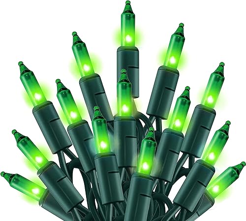 Vista 70 de TW SHINE Mini cadena de luces de Navidad, 20 pies, 100 unidades, incandescentes, mini luces de árbol de Navidad, impermeables, para exteriores, Rojo